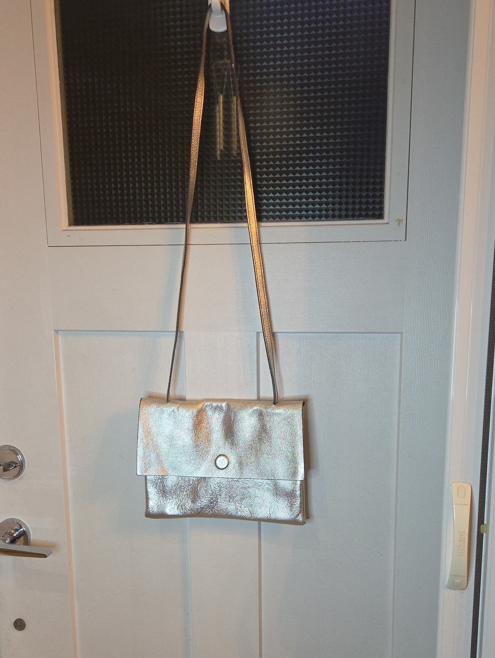 KIN John Lewis Metallic Silver Women's Crossbody Bag with Flap